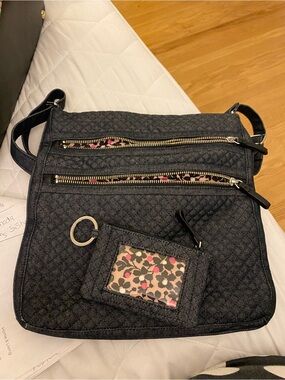 Vera Bradley black quilted crossbody or shoulder bag with matching wallet